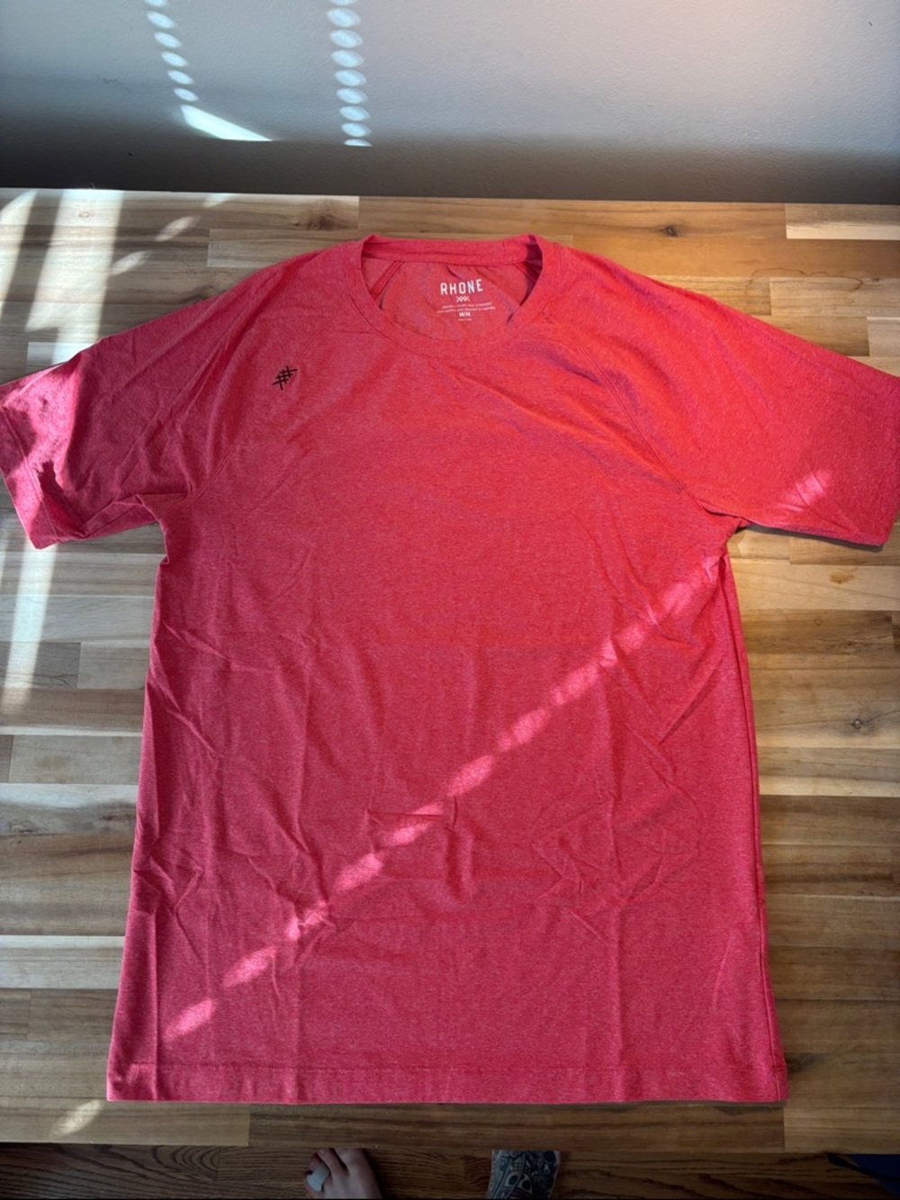 RHONE Men's Coral-Red Performance Crew Tee